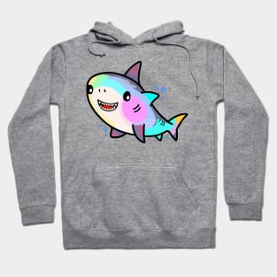 Happy smiling baby shark with bubbles. Kawaii cartoon Hoodie